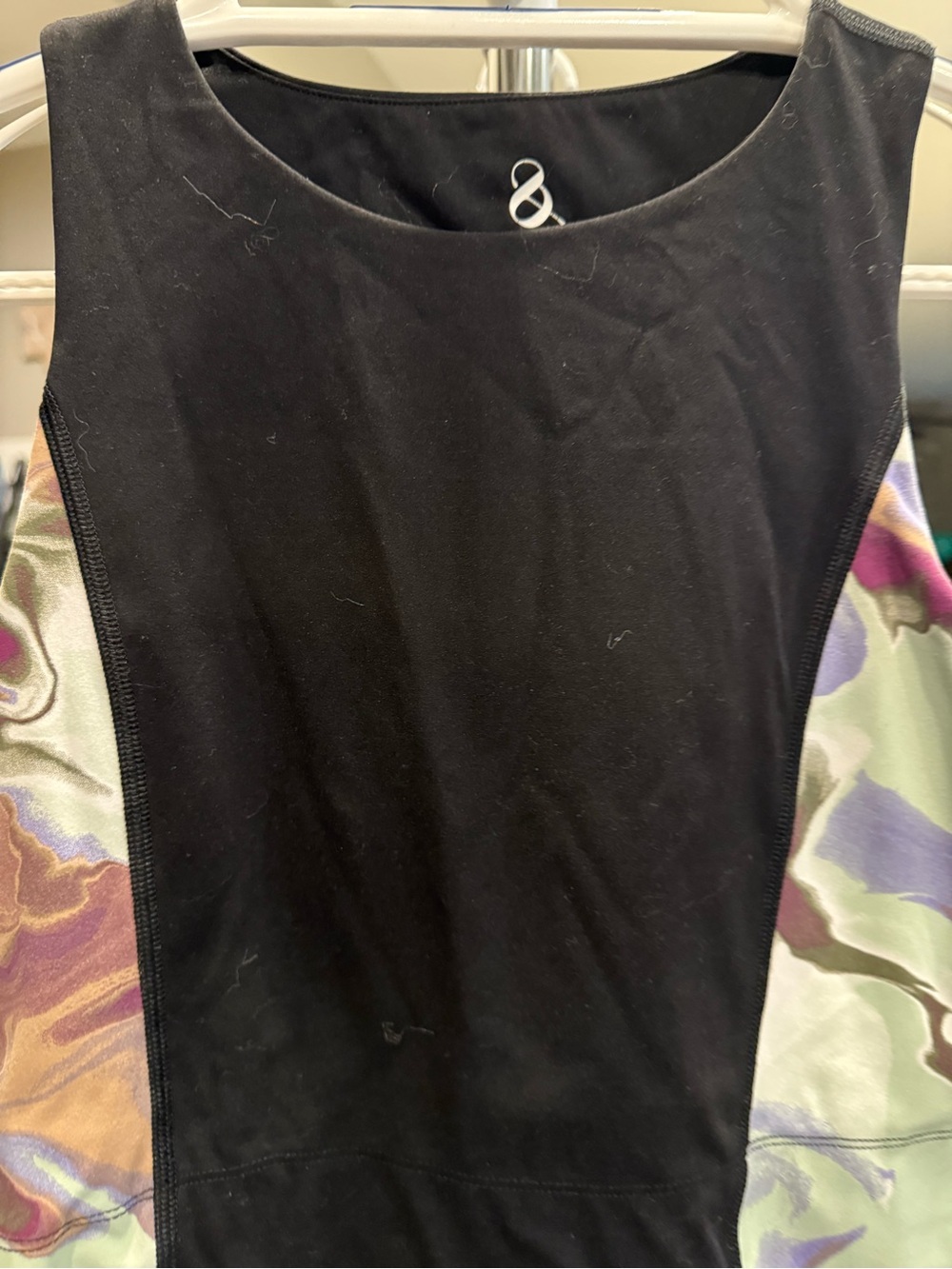 Black Workout Top with Multicolor Side Panels